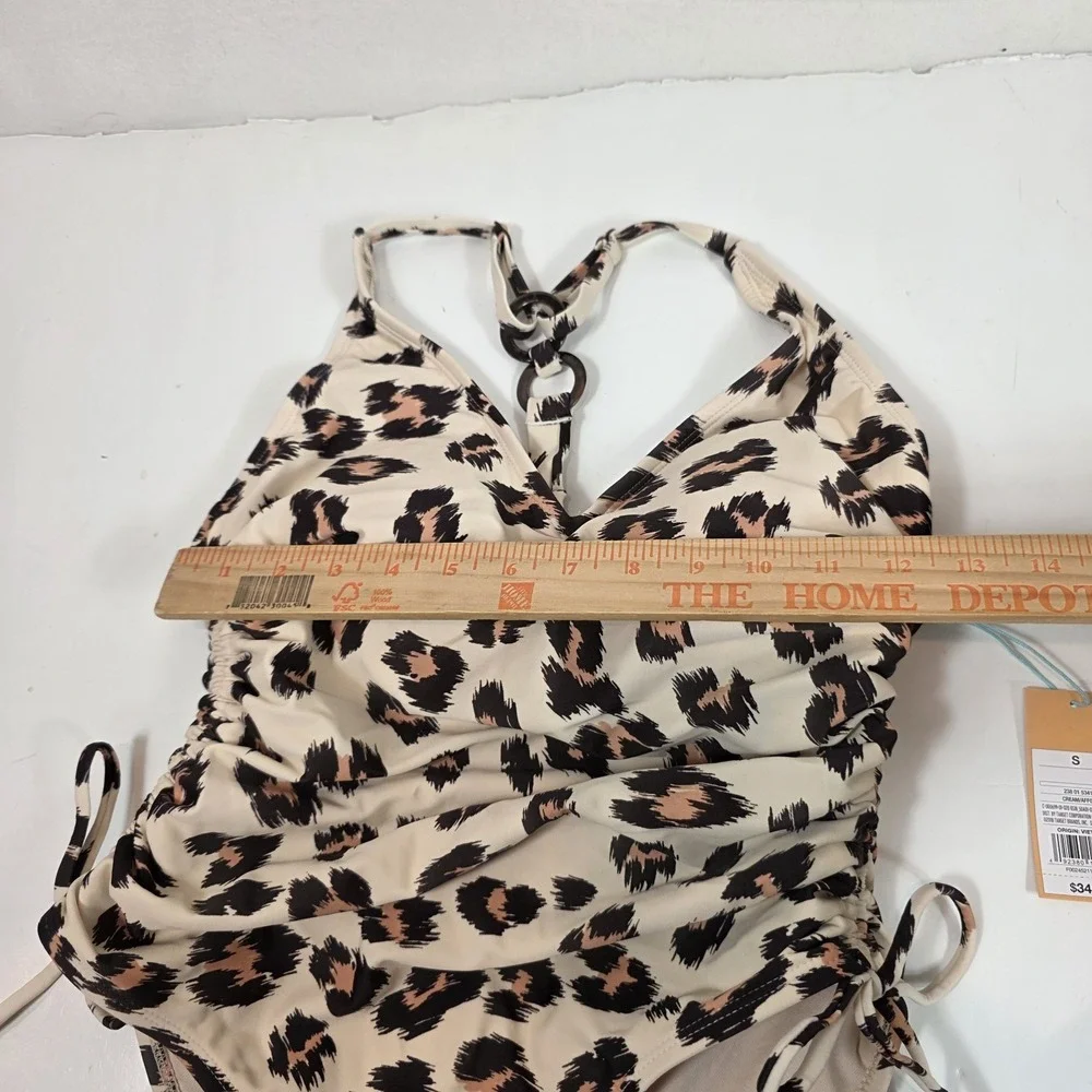 kona sol women's swimsuit cheetah animal print one piece small tags